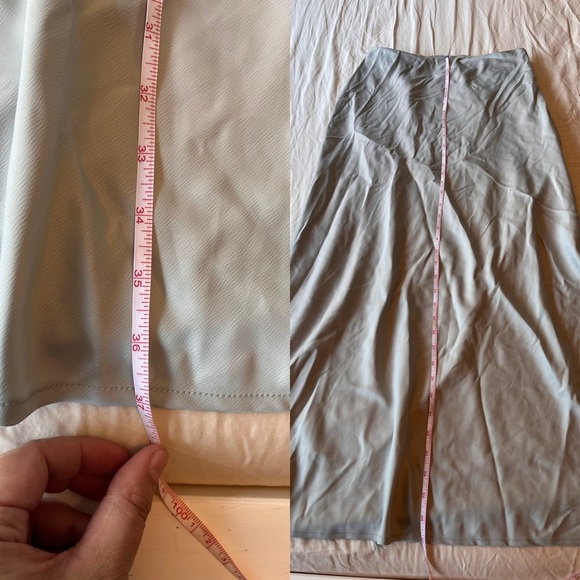 NWOT House of Harlow 1960 Pale Grey Minimalist Satin Maxi Skirt M - Picture 12 of 13